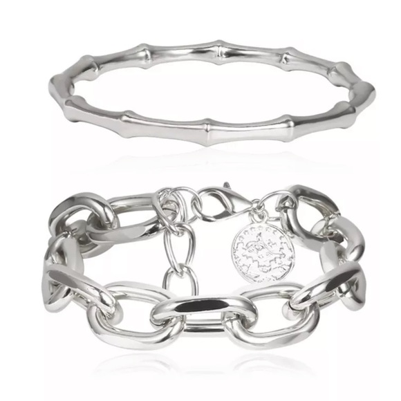 White gold plated chain coin bracelet - Picture 3 of 6